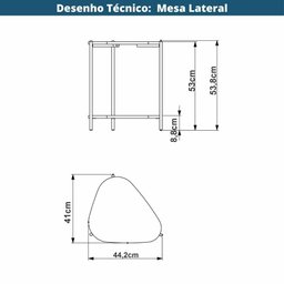 Mesa Lateral de Apoio Orgânica Artesano 45 Cm (largura) em Mdp Hanover (mel) e Pés em Aço Dourado - 4