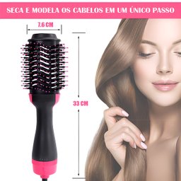 Escova Multifuncional Rosa 3 em 1 Seca Alisa Modela Cabelos - 4