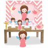Kit Display mdf Batizado Anjinho Menina Com 07 Pçs + Painel - 1