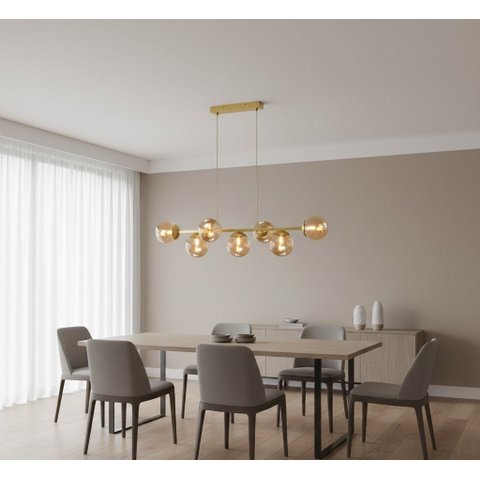 Pendente Jabuticaba 1,20m Dourado 7 Globos com Led G9