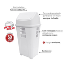 Ver imagem 2 de Lixeira Multiuso Basculante Capacidade 50 Litros Cor Branco Durín