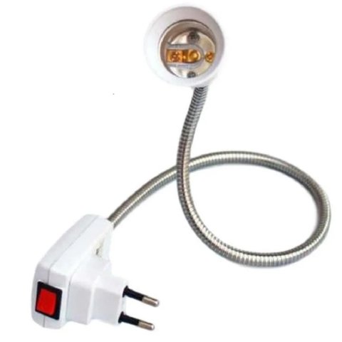 Soquete 60cm Haste Flexível Lâmpada Interruptor Tomada Luminária E27 Socket Articulado Iluminação Nã
