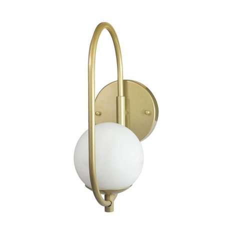 Kit 2 Arandela Parede Online Dourado Globo de Vidro Branco