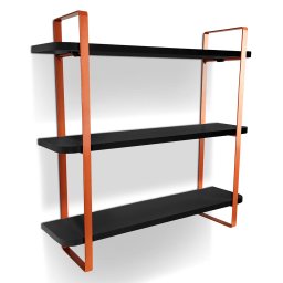 Prateleira Tripla Nicho Hone Modelo Industrial Decoração Casa 60x15 Cobre/Preto - 1