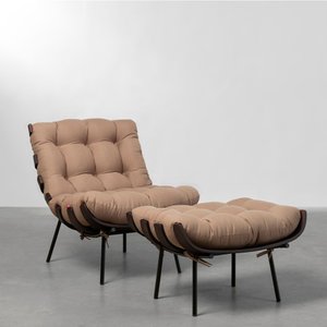 Poltrona com Puff Costela dark - Argila Abra Casa
