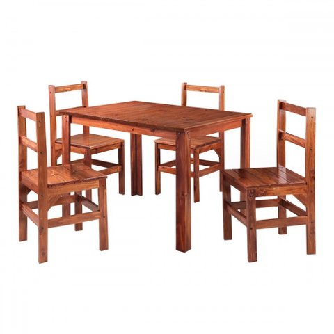 Mesa de Jantar 4 Lugares Cherry Madeira Maciça Mogano - Pnr Móveis