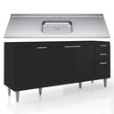 Ver imagem 1 de Balcão de Cozinha com Pia Inox 180cm Pérola Z34 Preto Mpozenato