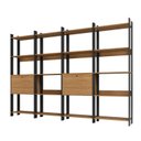 Ver imagem 2 de Estante de Livros Industrial 252CMX178CM 15 Prateleiras 2 Portas Marrom/Lamina Mel/Preto