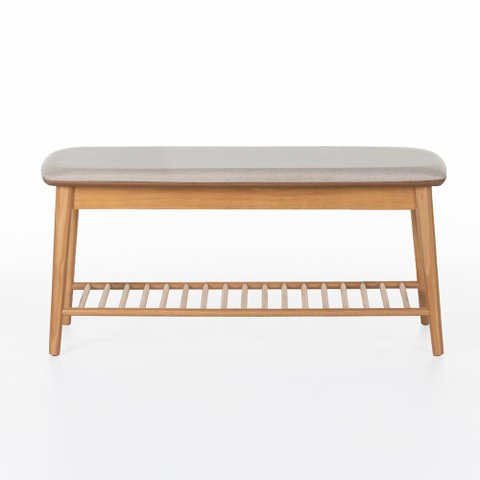 Banco Sapateira com Prateleira Ripada Liva 100 Cm X 36 Cm Tauari Bege