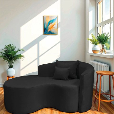 Recamier Curvo Orgânico 150cm 2 Lugares Lado Esquerdo para Sala de Estar Bouclé Londres