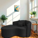 Ver imagem 1 de Recamier Curvo Orgânico 150cm 2 Lugares Lado Esquerdo para Sala de Estar Bouclé Londres
