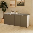 Ver imagem 1 de Armário Baixo Escritório 4 Portas C/ Chave 160 Cm F5 Office Cor:cinza Sagrado com Branco