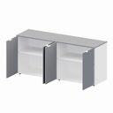 Ver imagem 4 de Armário Baixo Escritório 4 Portas C/ Chave 160 Cm F5 Office Cor:cinza Sagrado com Branco