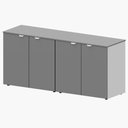 Ver imagem 2 de Armário Baixo Escritório 4 Portas C/ Chave 160 Cm F5 Office Cor:cinza Sagrado com Branco