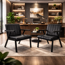 Ver imagem 1 de Kit 2 Poltronas Serena Pés Madeira Maciça para Sala de Estar ou Tv Tecido Courino Moderna Decorativa