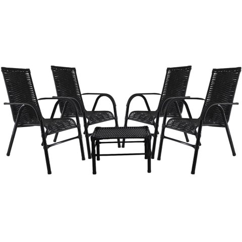 Conjunto 4 Cadeiras E Mesa de centro para recepção, sala de espera, cozinha, sala, área de Piscina, 