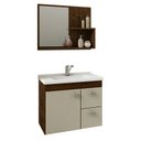 Ver imagem 1 de Gabinete de Banheiro com Cuba e Espelheira Hortencia 55cm Cafe/off White - Mgm