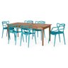 Conjunto Mesa de Jantar Retangular em Madeira Maciça 186cm com 6 Cadeiras Allegra - Turquesa - 1