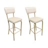 Kit 2 Banquetas Olivia Altura 65cm para Bar e Cozinha Dourado Fosco com Assento Confortável cor Off  - 1