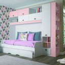 Ver imagem 1 de Quarto Solteiro Completo Conjugado 4 peças Branco/Rosa Blush Móveis Castro
