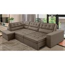 Ver imagem 1 de Sofá de Canto Retrátil e Reclinável com Molas Le 3,40x2,00m Viviane Suede Capuccino Nude