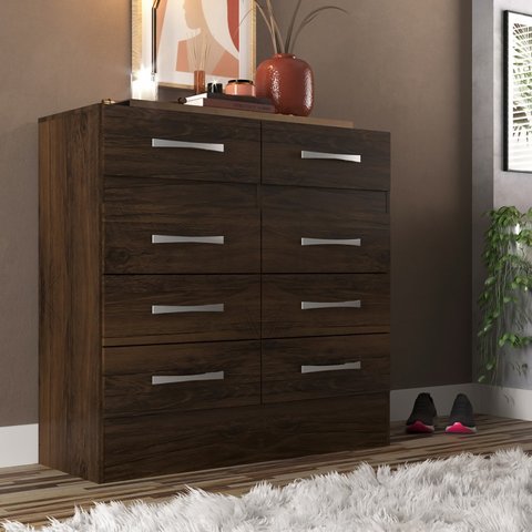 Cômoda Roupeiro Grande 8 Gavetas Cor Cacau Imperatriz