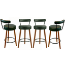 Ver imagem 1 de Kit 4 Banquetas Altas 80 Cm Estofada Corino Verde com Encosto Retrô P/ Cozinha Área Gourmet Bancada