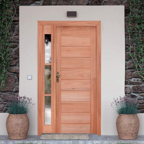 Kit Porta de Madeira Vitrô 110cmx213cmx12cm Pe30 Esel Abertura Direita