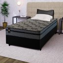 Ver imagem 1 de Conjunto Cama Box Solteiro c/ Molas Ensacadas Montreal Preto 88x188x64