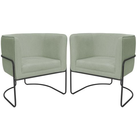 Kit 02 Poltronas Decorativas Betina Bouclé Verde Claro Nexta Casa