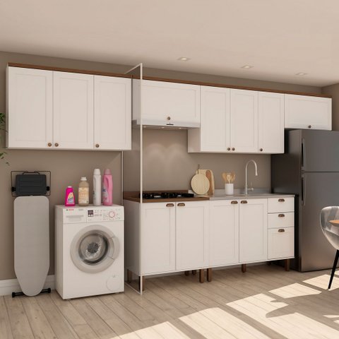 Cozinha Completa Iluminata 12 Portas 3 Gavetas 100% Mdf Branco/ébano - Genialflex