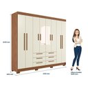 Ver imagem 4 de Guarda-Roupa Paranavaí 8 Portas 6 Gavetas com Espelho Off White/Jatobá/Areia