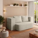 Ver imagem 3 de Sofá Cama Puff Modular Dobrável 1,90m Duo Boucle - Balaqui Cor:Bege