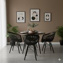 Ver imagem 1 de Conjunto Mesa Redonda Eames Black 90cm + 4 Cadeiras Web Dsw Sala Cozinha Jantar La Mobilia