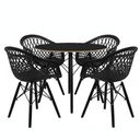 Ver imagem 2 de Conjunto Mesa Redonda Eames Black 90cm + 4 Cadeiras Web Dsw Sala Cozinha Jantar La Mobilia