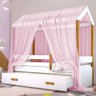 Cama Montessori Cabana Com Auxiliar Solteiro E Dossel Rosa - 4