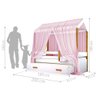 Cama Montessori Cabana Com Auxiliar Solteiro E Dossel Rosa - 3
