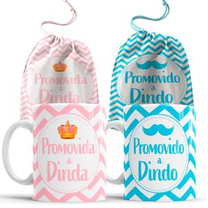 Conjunto Canecas Convite Padrinhos De Batismo Dindo Dinda