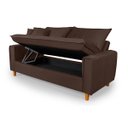 Ver imagem 2 de Sofa Living com Bau Multiuso 3 Lugares Suede Pes em Madeira: Marrom