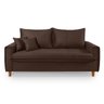 Sofa Living com Bau Multiuso 3 Lugares Suede Pes em Madeira: Marrom - 4