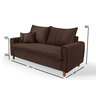Sofa Living com Bau Multiuso 3 Lugares Suede Pes em Madeira: Marrom - 6