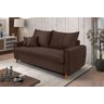 Sofa Living com Bau Multiuso 3 Lugares Suede Pes em Madeira: Marrom - 3