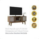 Ver imagem 2 de Rack Ripado 2 Portas 1500mm Naturalle /cristalo - Decibal