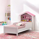 Ver imagem 1 de Cama Solteiro Casinha Aquarela Branca e Rosa
