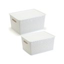 Ver imagem 1 de 2 Caixas Organizadoras Branco com Tampa Grande 15 Lts Rattan