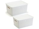Ver imagem 1 de 2 Caixas Organizadoras Branco com Tampa Grande 15 Lts Rattan