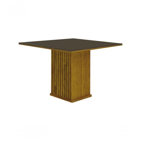 Mesa De Jantar 4 Lugares Tampo Mdf/Vidro Napoli 90Cm Freijó/Freijó Decor/Chumbo