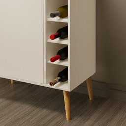 Aparador Dubai Buffet 1 Porta Adega Bar 10 Garrafas Para Salar de Estar Off White - 4