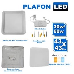 Lustre Plafon Led 30w 60w Multicolor 43x43 Quadrado Borda Infinita Bivolt - 8