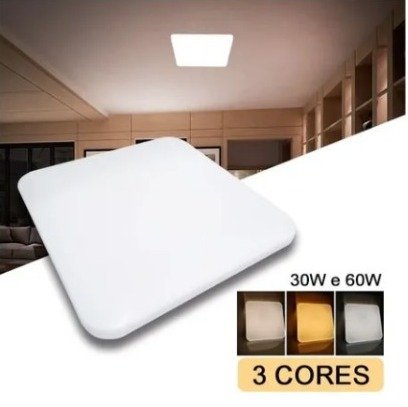 Lustre Plafon Led 30w 60w Multicolor 43x43 Quadrado Borda Infinita Bivolt - 4